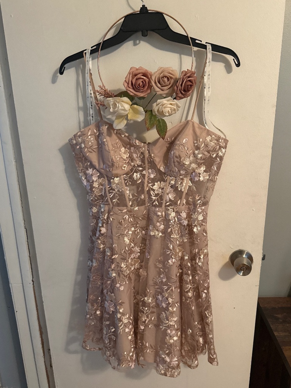 Jules & Cleo blush pink A-line short dress